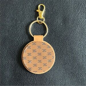 Upcycled Celine Keychain with Gold Accents